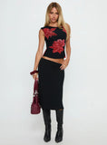 Prema One Shoulder Top Black Floral