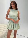 Vittoria Bubble Hem Mini Dress Sage