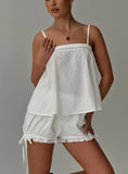 Invisible String Lace Sleep Top White
