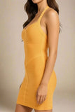 Athena Bandage Mini Dress Mustard Yellow