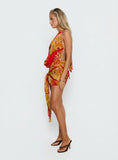 Snakepit Halter Plunge Mini Dress Paisley Splice