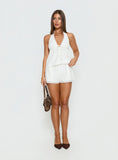 Cloud Crush Linen Drawstring Shorts White