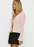 Open Your Heart Tie Detail Long Sleeve Top Pink