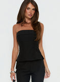 Isalyn Strapless Tailored Top Black Pinstripe
