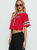 Ohio Cropped Football Jersey Tee Red