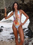 Kirrie Halter Cut Out One Piece Animal Floral