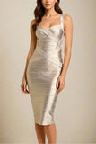Heidi Bandage Midi Dress Gold