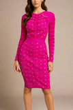 Rosa Long Sleeve Bodycon Dress Neon Purple