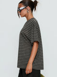 Zaydee Oversized Tee Grey Black Stripe