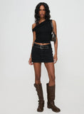 Nickei Denim Mini Skirt Washed Black