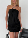 Hedlea Draped Ring Detail Mini Dress Black