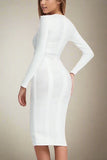 Brooke Long Sleeve Bandage Dress White Pearl Sale