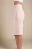 Pencil Bandage Knitted Knee Length Skirt Cream