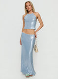 Emalia Sheer Sequin Maxi Skirt Blue