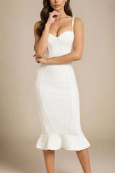 Joy Bandage Midi Dress White Pearl