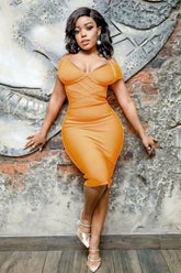 Leo Bandage Midi Dress Apricot Orange Sale
