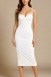 Blanche Bandage Midi Dress White Pearl