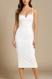 Blanche Bandage Midi Dress White Pearl
