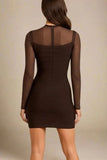 Robin Long Sleeve Bandage Mini Dress Tan Brown