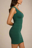 Josie Bandage V Neck Mini Dress Emerald Green