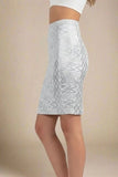 High Waist Metallic Leather Mini Skirt Silver