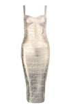 Heidi Bandage Midi Dress Gold Sale