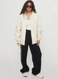 Goldsmith Faux Leather Bomber Jacket Cream