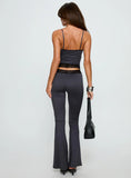 Georganna Lace Trim Flare Pant Charcoal