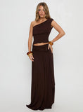 Full Orbit Shirred Maxi Skirt Chocolate Brown