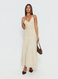 Carlisla Ruched Halter Maxi Dress Yellow