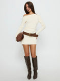 Yelsie Off Shoulder Long Sleeve Mini Dress Cream