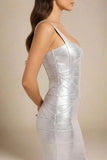 Heidi Bandage Midi Dress Silver