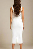 Genevieve Bodycon Midi Dress White Pearl
