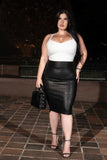 Pencil High Waist Bandage Knee Length Skirt Teal Blue