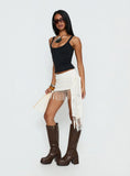 Winita Macrame Tassel Mini Skirt Cream