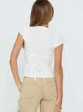 Kalysa Ruffle Short Sleeve Blouse Top White