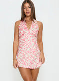 Sweet Summers Halter Mini Dress Red Multi