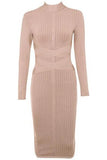 Jane Long Sleeve Bodycon Midi Dress Nude Sale