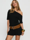 Haylo Off Shoulder Drape Mini Dress Black