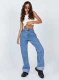 Ollie Mid Rise Straight Leg Jeans Mid Wash Denim