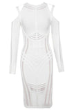 Amelia Long Sleeve Bandage Dress White Pearl Sale