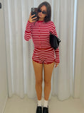 Dollhouse Knit Shorts Crimson Stripe