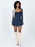 Dyer Sheer Sleeve Mini Dress Navy