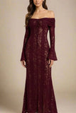 Rose Long Sleeve Bodycon Maxi Dress Sangria Purple