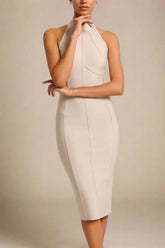 Lea Bandage Midi Dress Beige