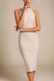 Lea Bandage Midi Dress Beige