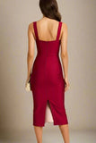 Marilyn Bodycon Wrap Midi Dress Red Wine