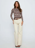 Shonna Boat Neck Long Sleeve Top Argyle