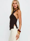 Harlene Back Detail Top Brown