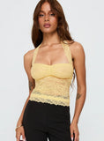 Fantasize Lace Halter Top Yellow